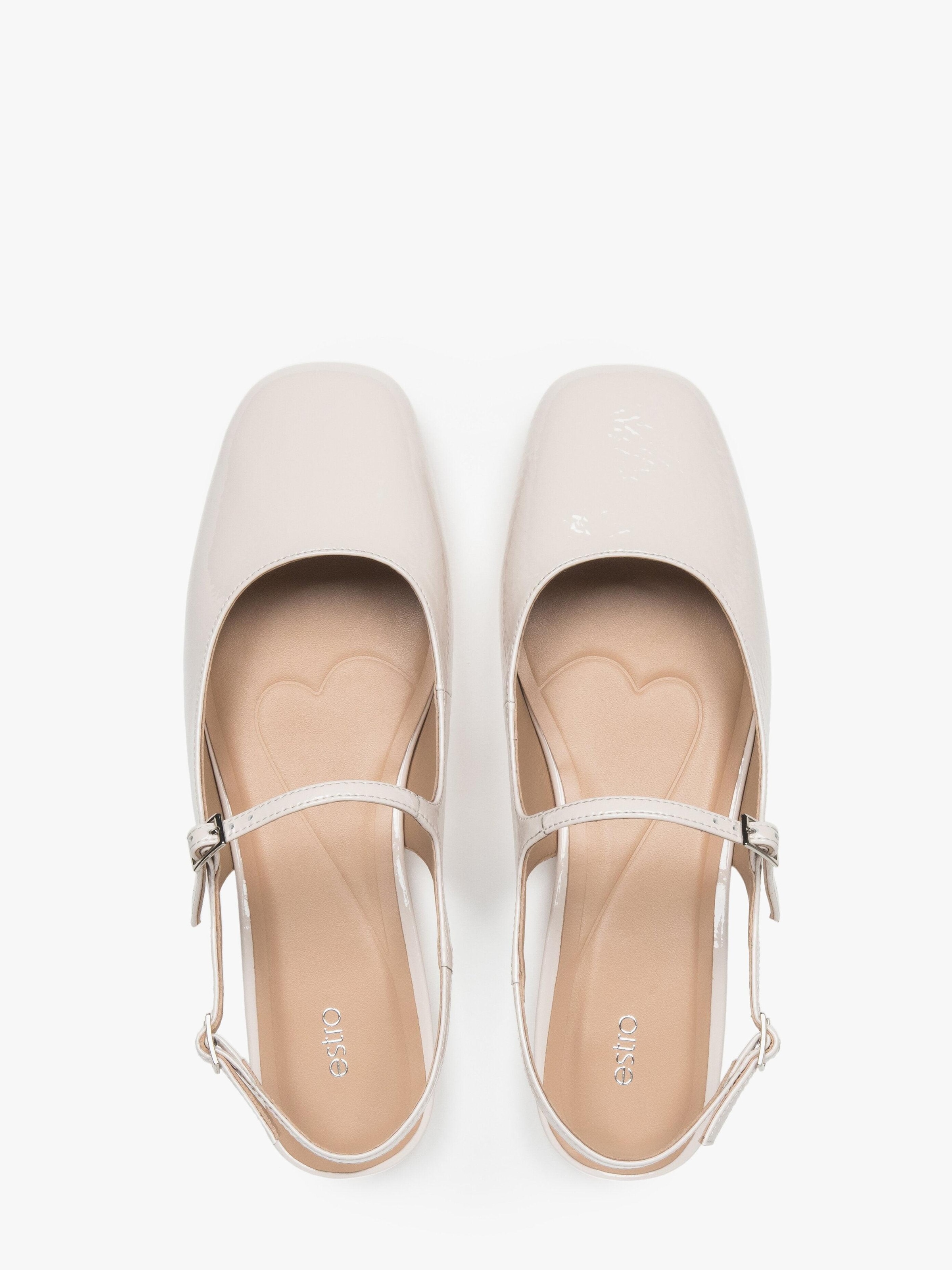 Estro Ballet Flats with Strap '501-02' in Beige