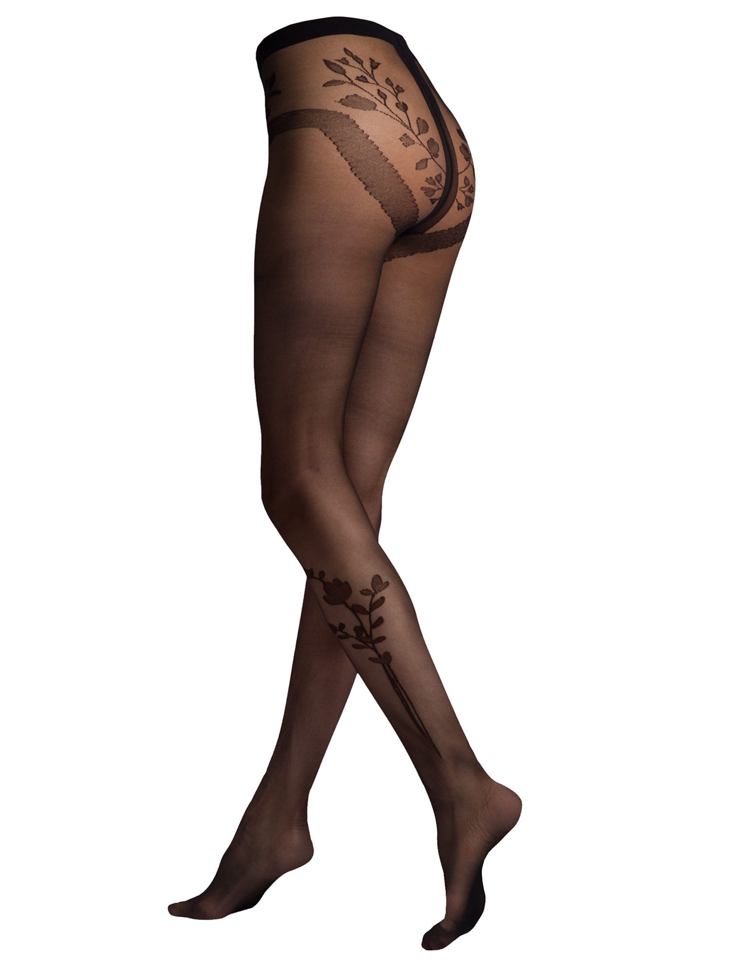 Collants 'Floral Love' KUNERT en noir : devant