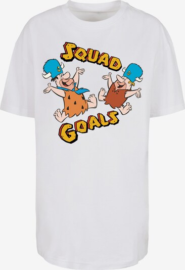 F4NT4STIC T-shirt oversize 'The Flintstones Squad Goals' en bleu néon / marron / orange / blanc, Vue avec produit