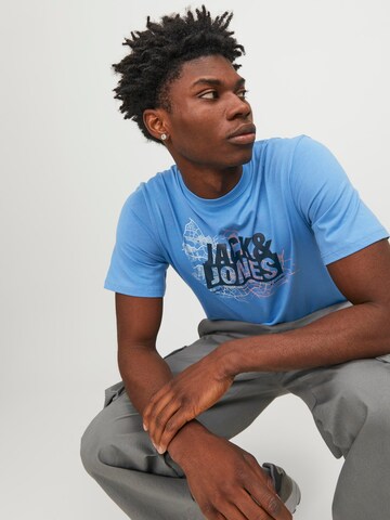 JACK & JONES Póló 'MAP' - kék