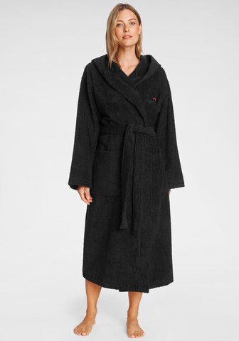 KangaROOS Long Bathrobe in Black: front