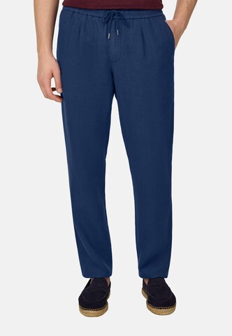 Boggi Milano Regular Bandplooibroek 'City' in Blauw: voorkant
