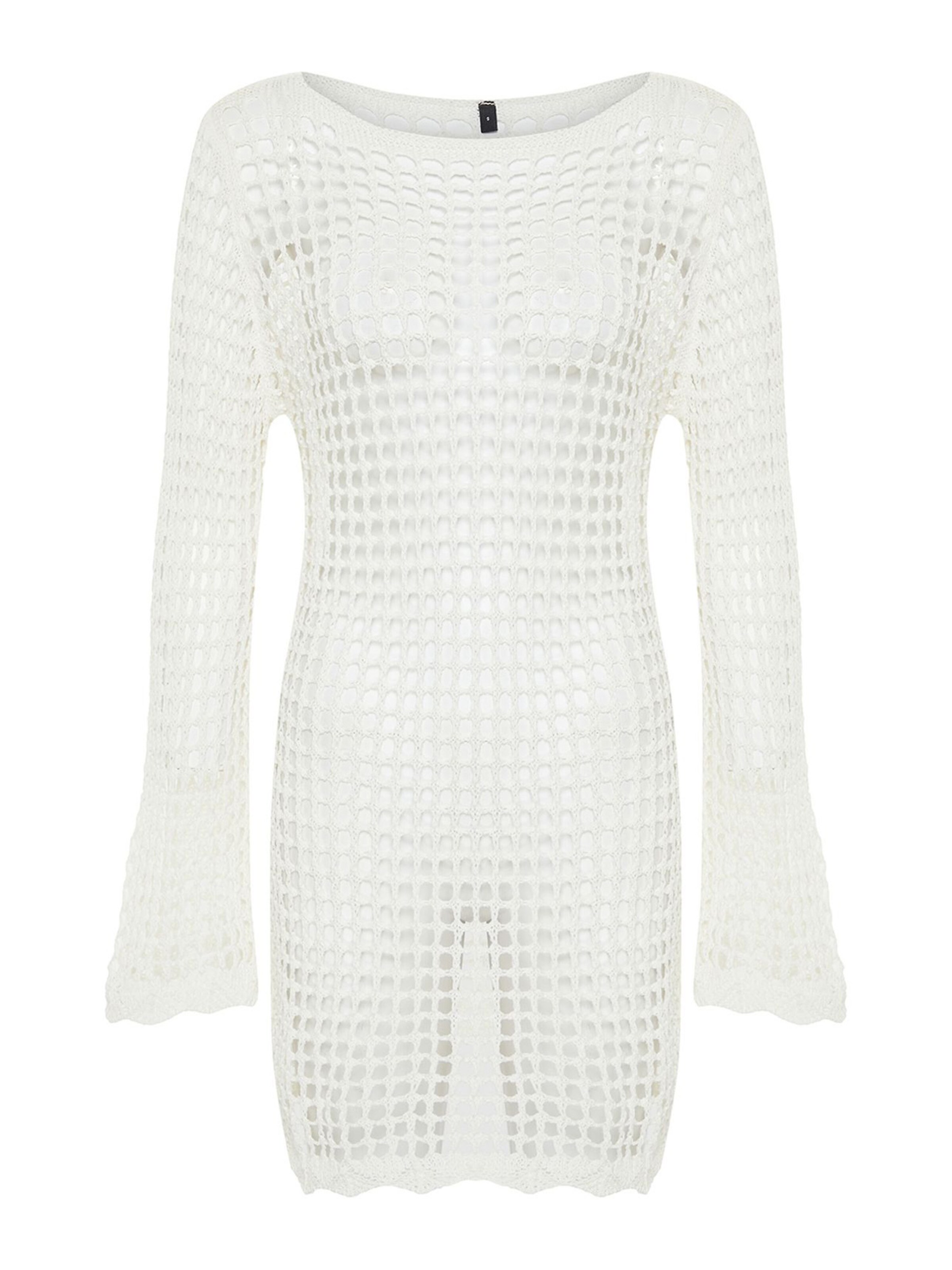 Trendyol Gebreide jurk in Beige: voorkant