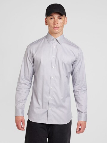 SELECTED Слим Рубашка 'SLHETHAN' в Серый: спереди