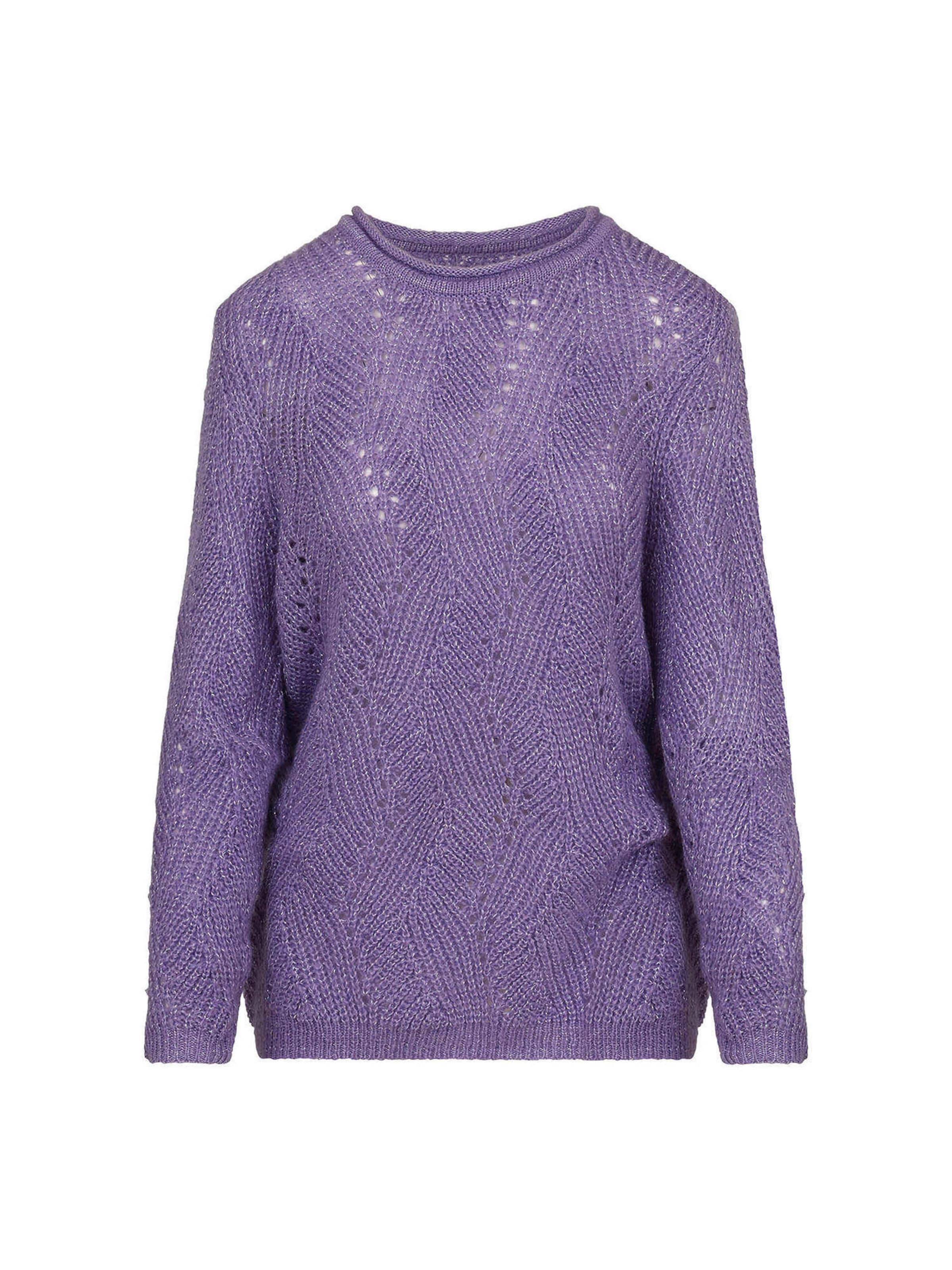 Goldner Pullover in S in lila, Produktansicht