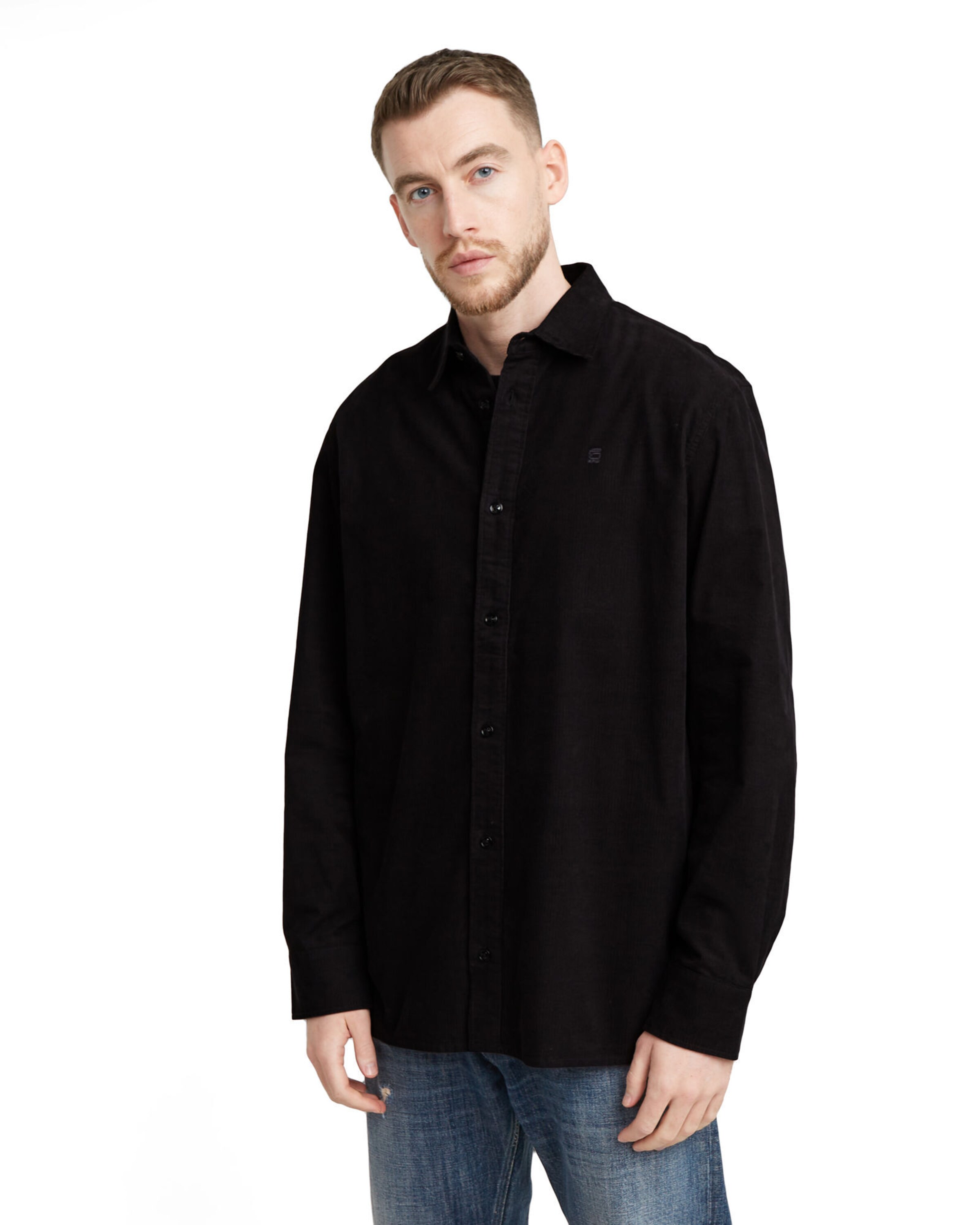 G-STAR Regular fit Button Up Shirt in Black: front