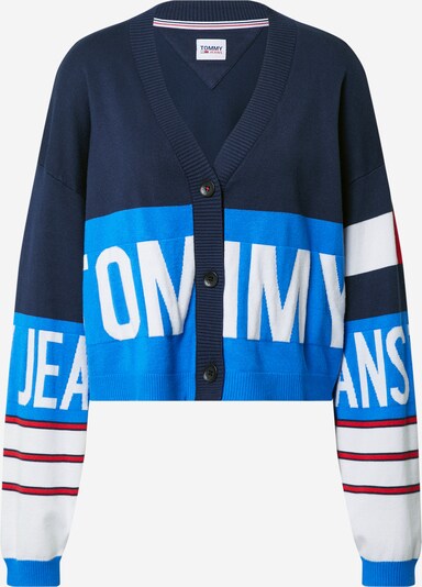 Tommy Jeans Strickjacke in blau / navy / rot / weiß, Produktansicht