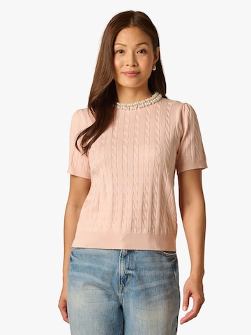 Adrianna Papell Rundhalspullover 'Embellished Neck Pullover' in Pink: Vorderseite