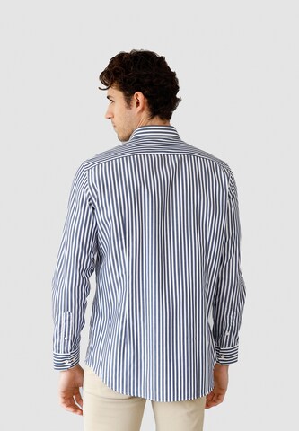 Black Label Shirt Regular Fit Streifenhemd 'TRAVEL' in Blau