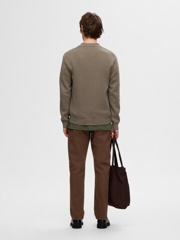 SELECTED HOMME Pletena jopa 'SLHMattis' | rjava barva