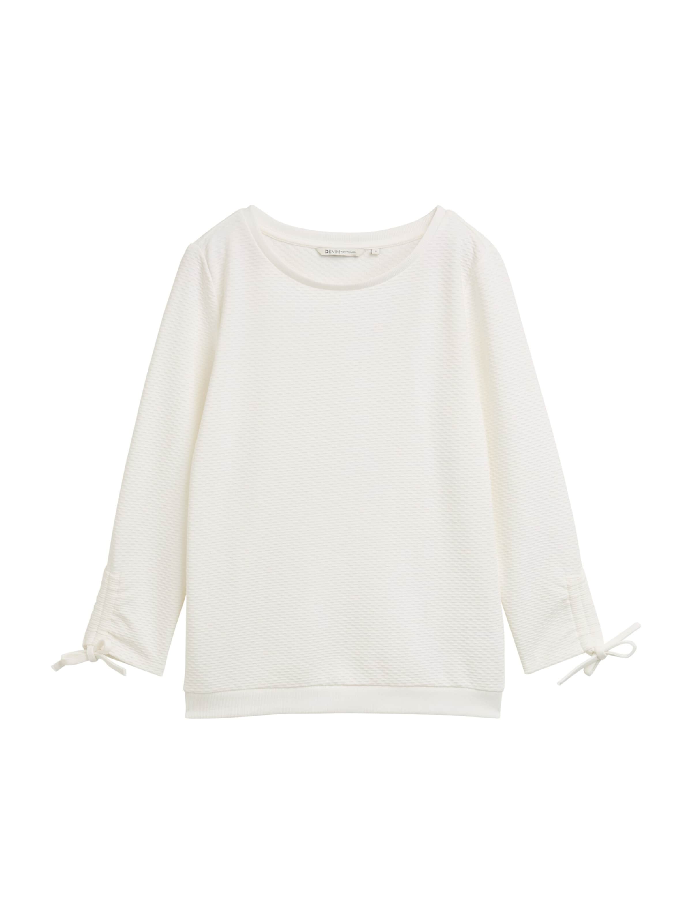 TOM TAILOR DENIM Mikina – bílá: přední strana