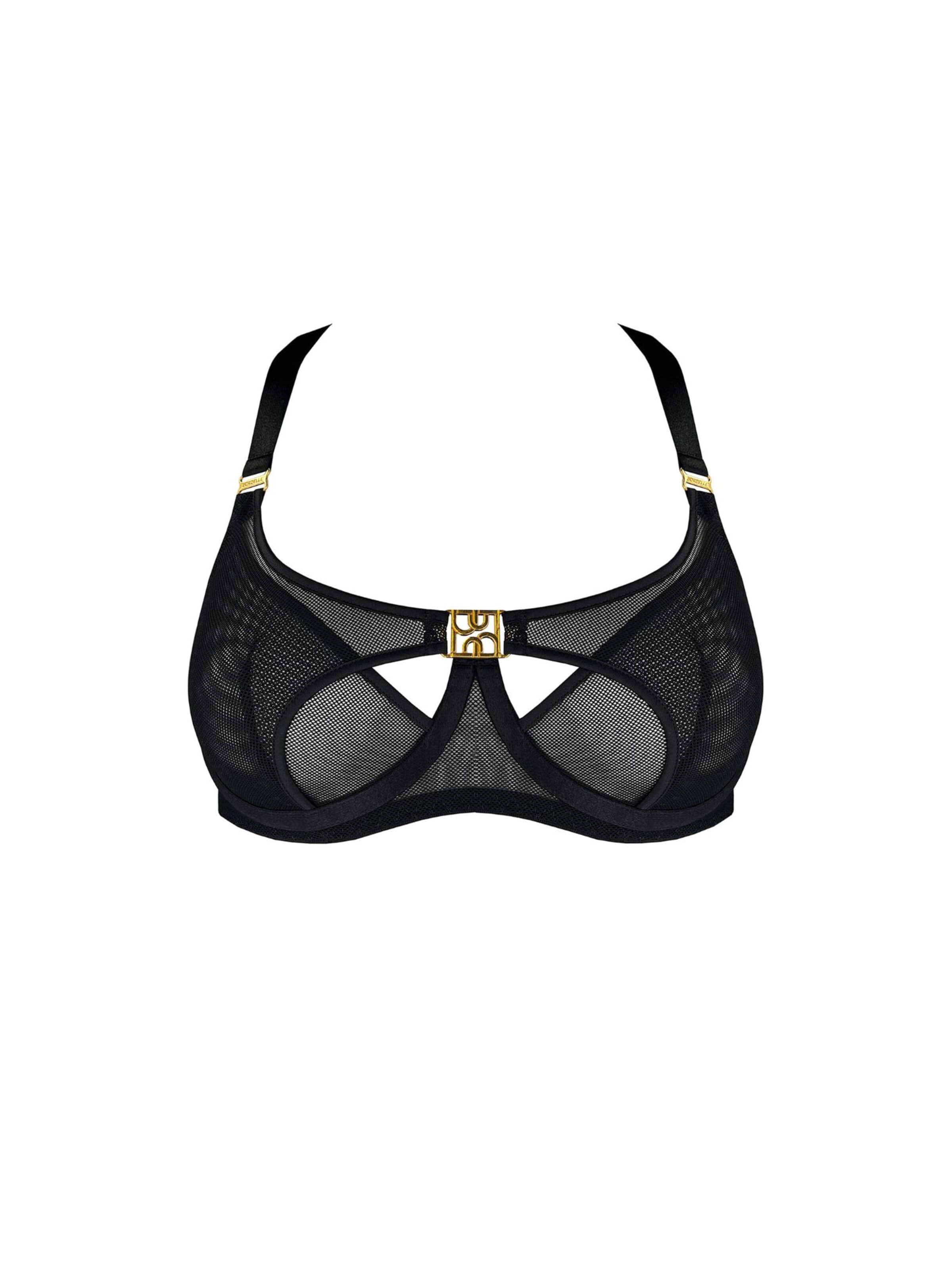 Bordelle Balconette BH 'Nara'‌‌‌‌‌‌‌‌‌ in Schwarz: Vorderseite