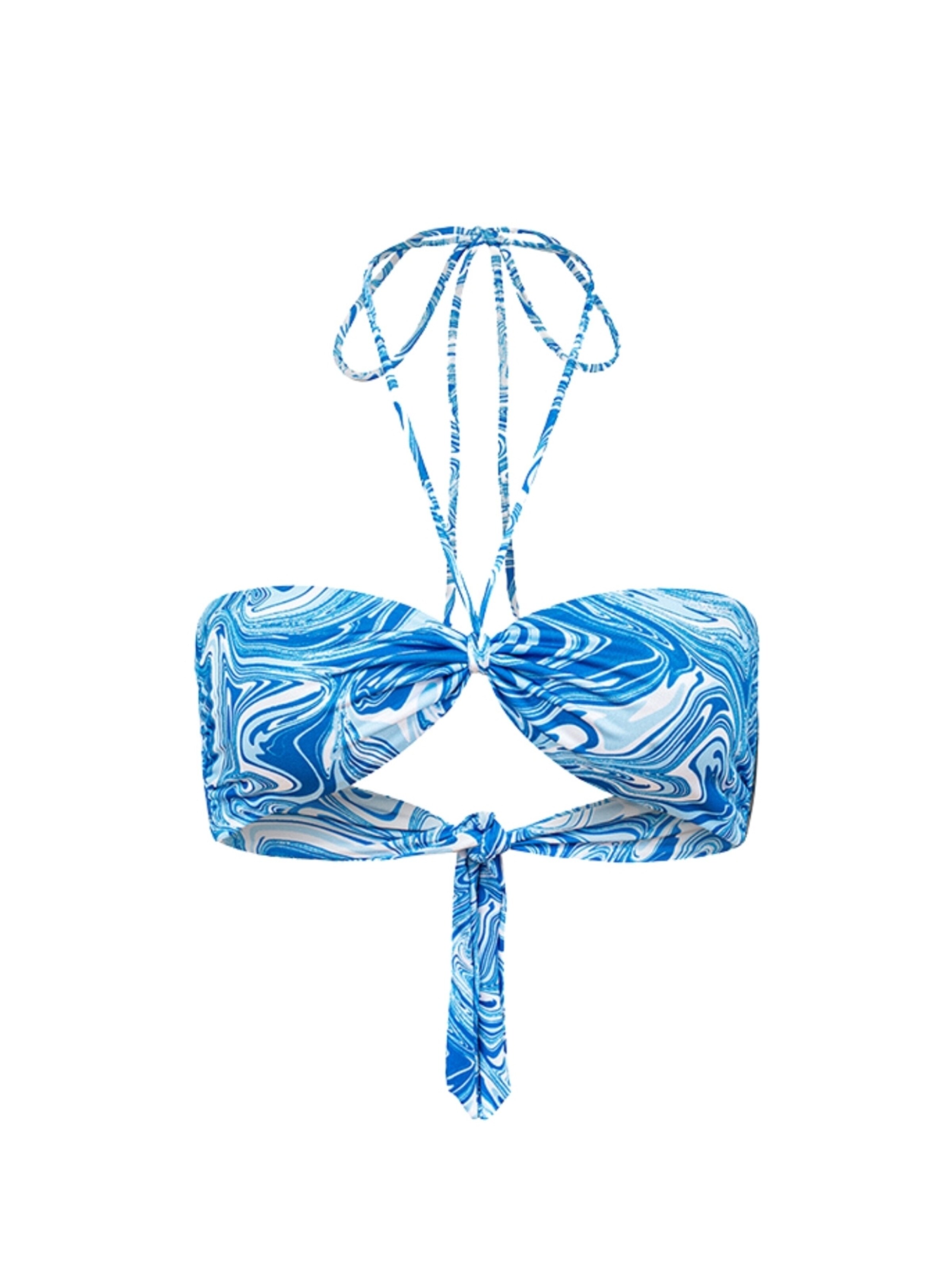 EKCENTRIK Bandeau Bikinitop 'Aquadelic' in Blau: Vorderseite