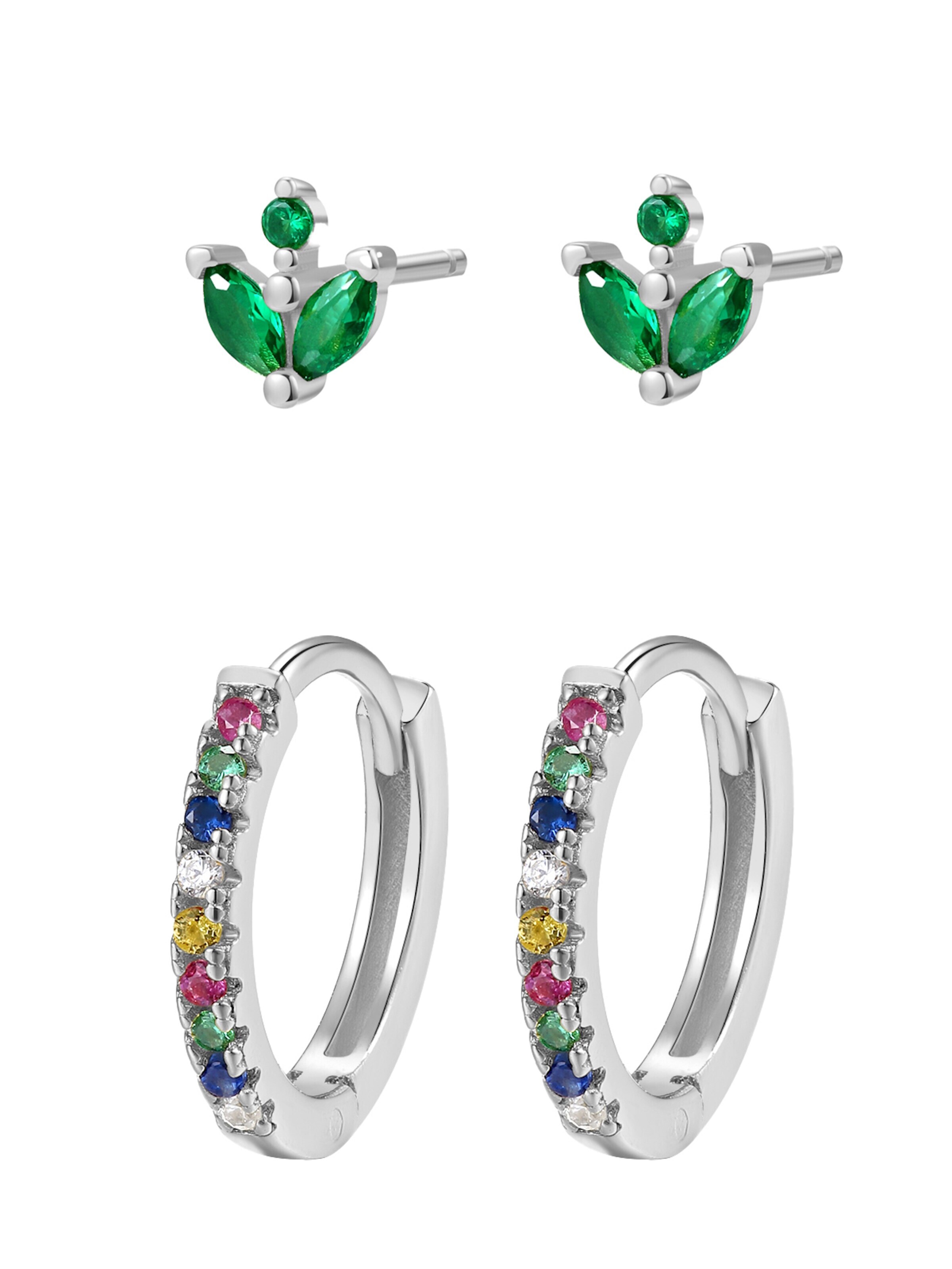 Boucles d'oreilles 'Rainbow' Hey Happiness en argent : devant