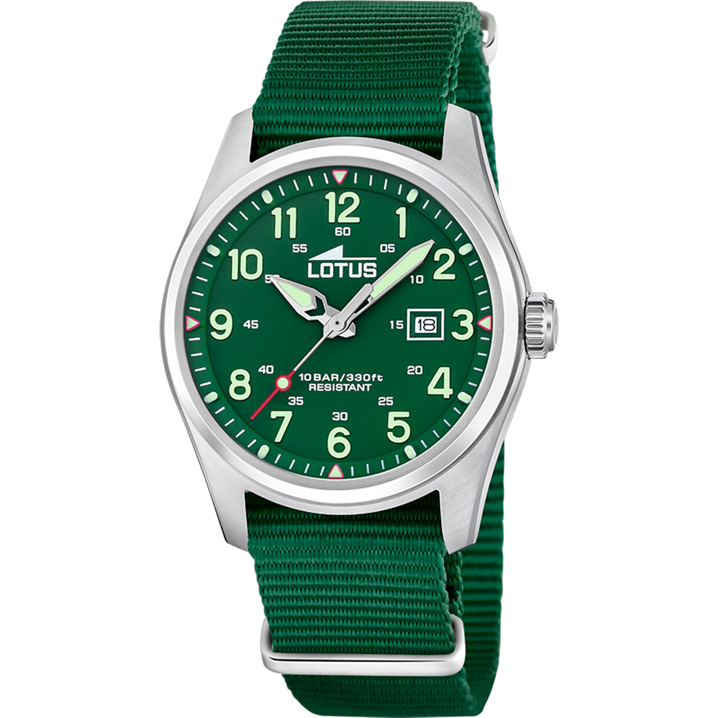 Lotus Analog Watch in Green: front