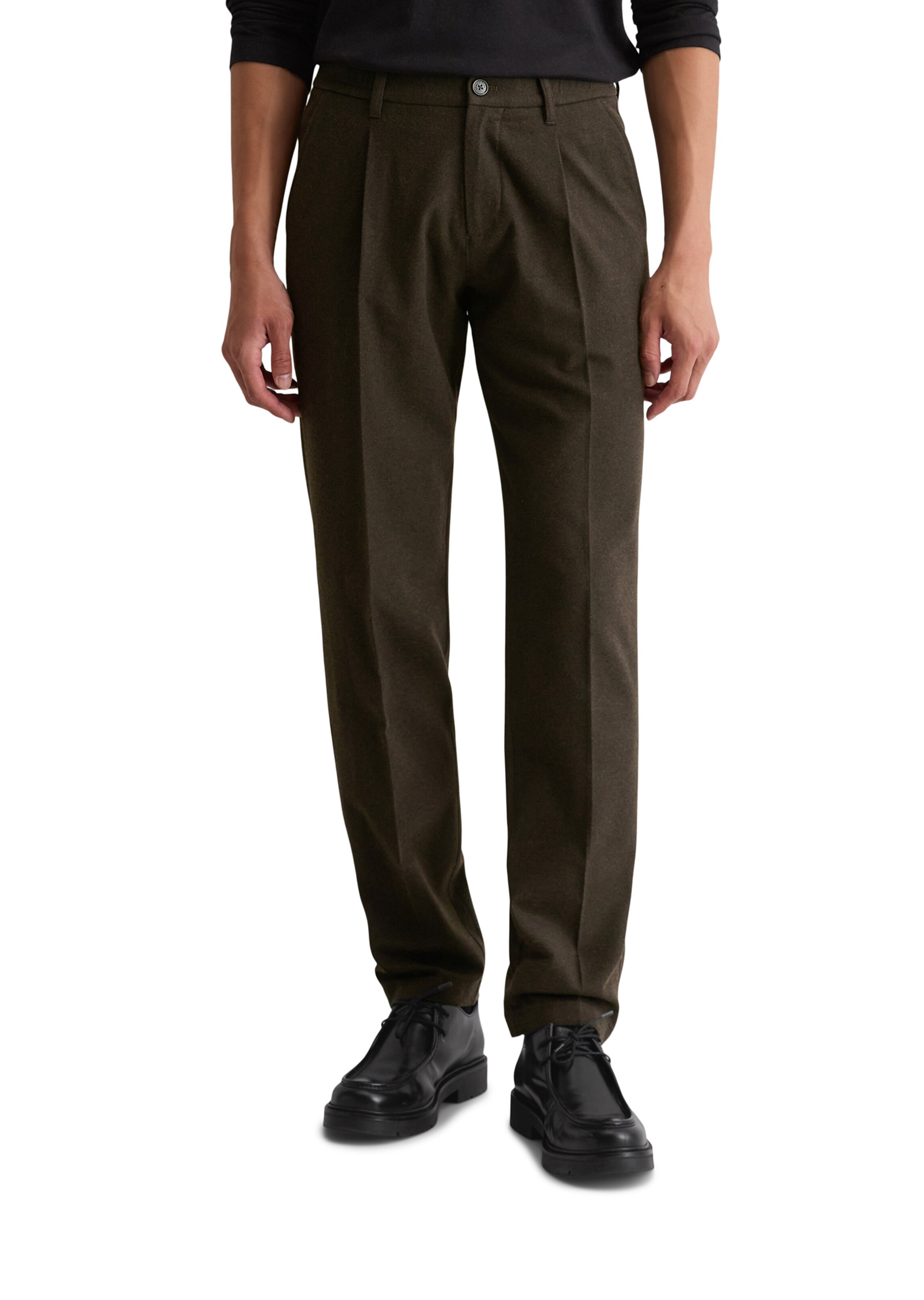 Marc O'Polo Regular Bundfaltenhose 'Osby' in Braun: Vorderseite