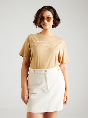 T-shirt Tommy Hilfiger Curve en beige : devant