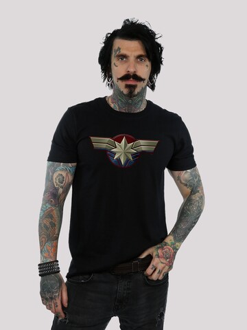 F4NT4STIC Shirt 'Captain Marvel Chest Emblem' in Zwart: voorkant