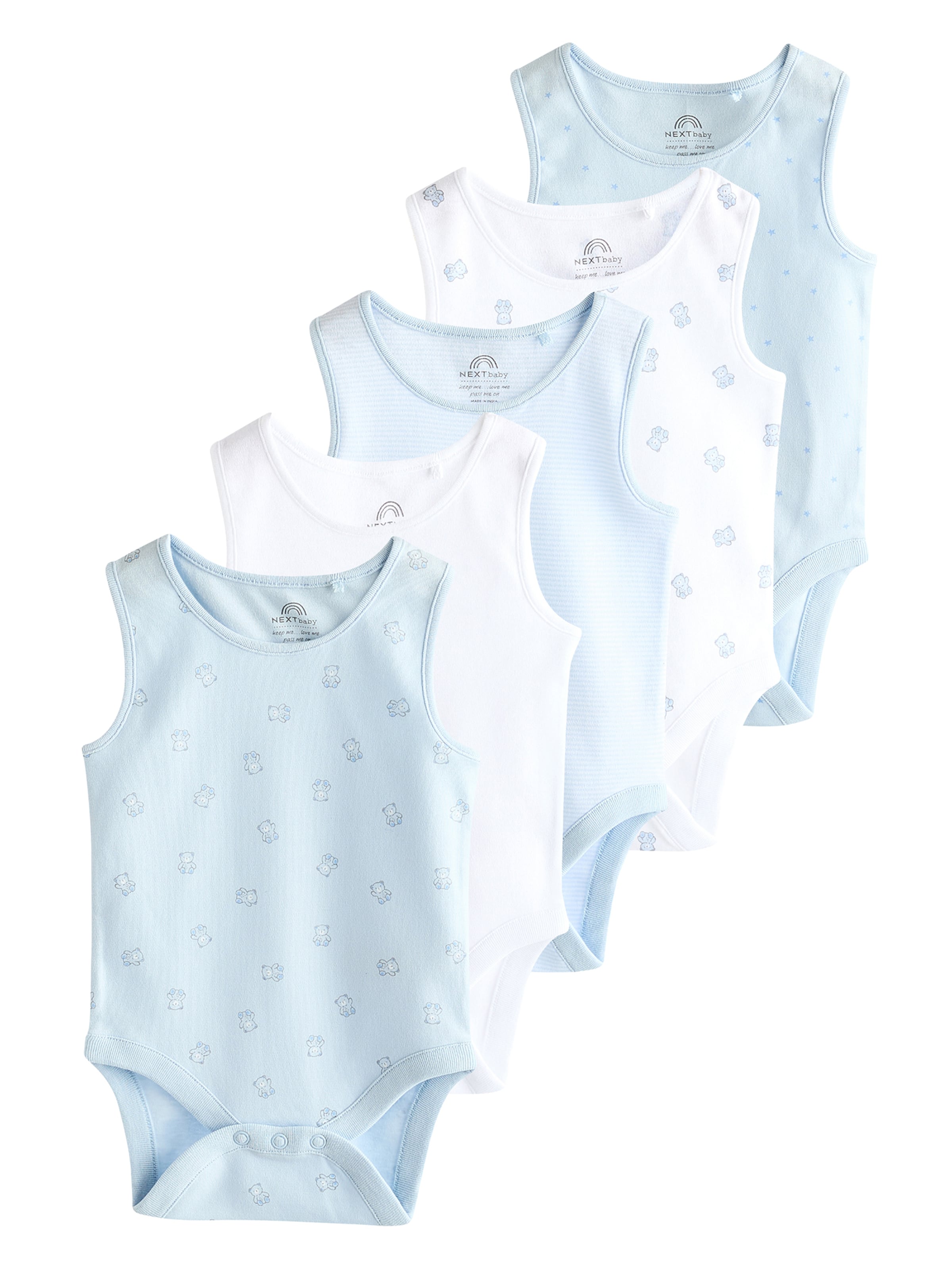 Next Бебешки гащеризони/боди в синьо: отпред