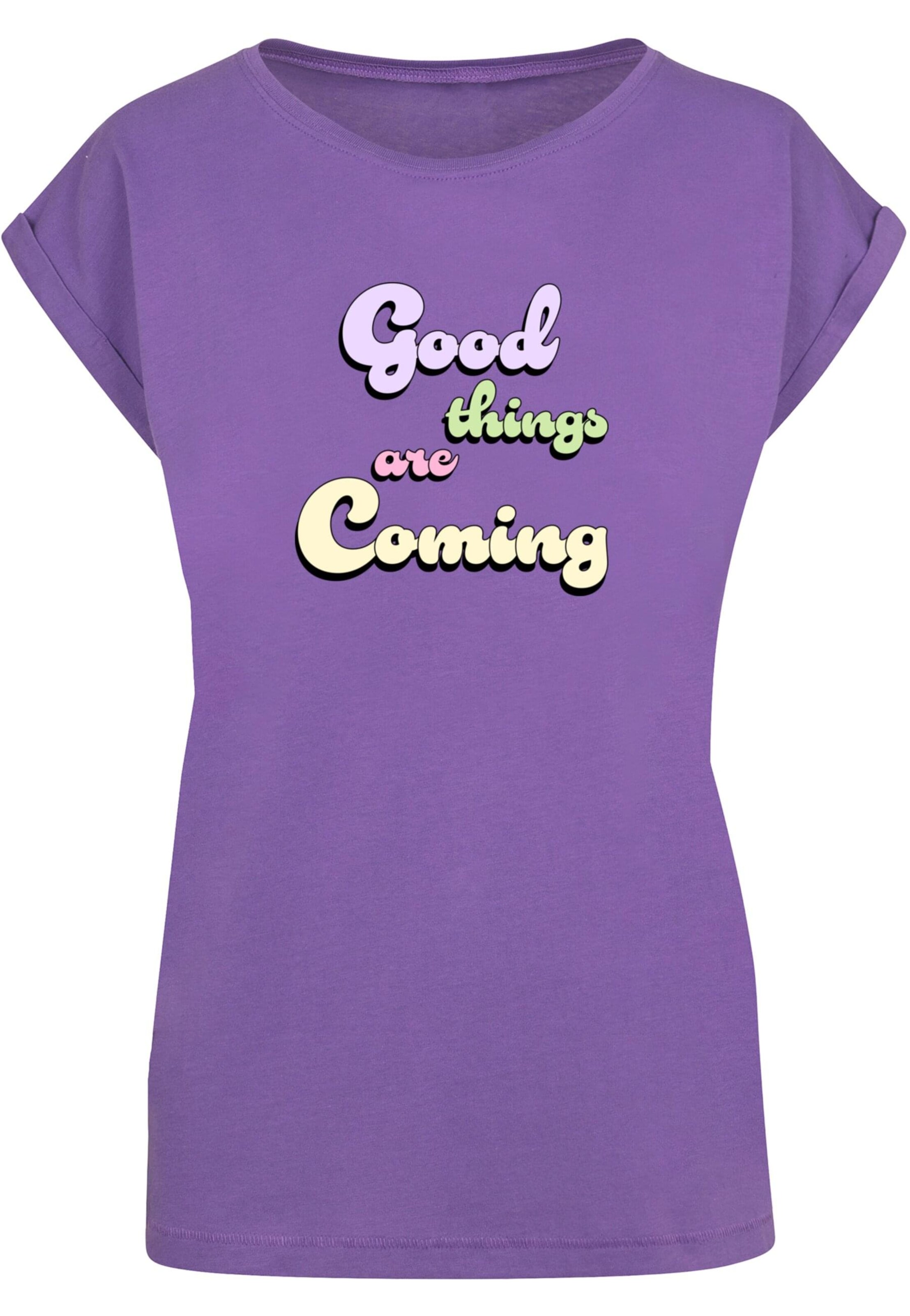 Merchcode T-Shirt 'Good Things' in Lila: Vorderseite
