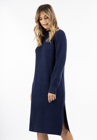 DreiMaster Vintage Knitted dress in Blue: front