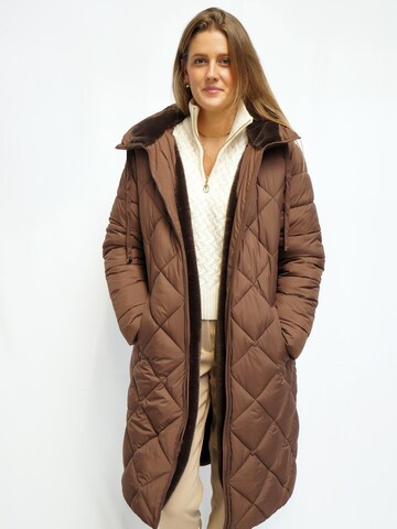 Funk since 1776 Winter Coat 'Steppmantel mit Kapuze' in Brown
