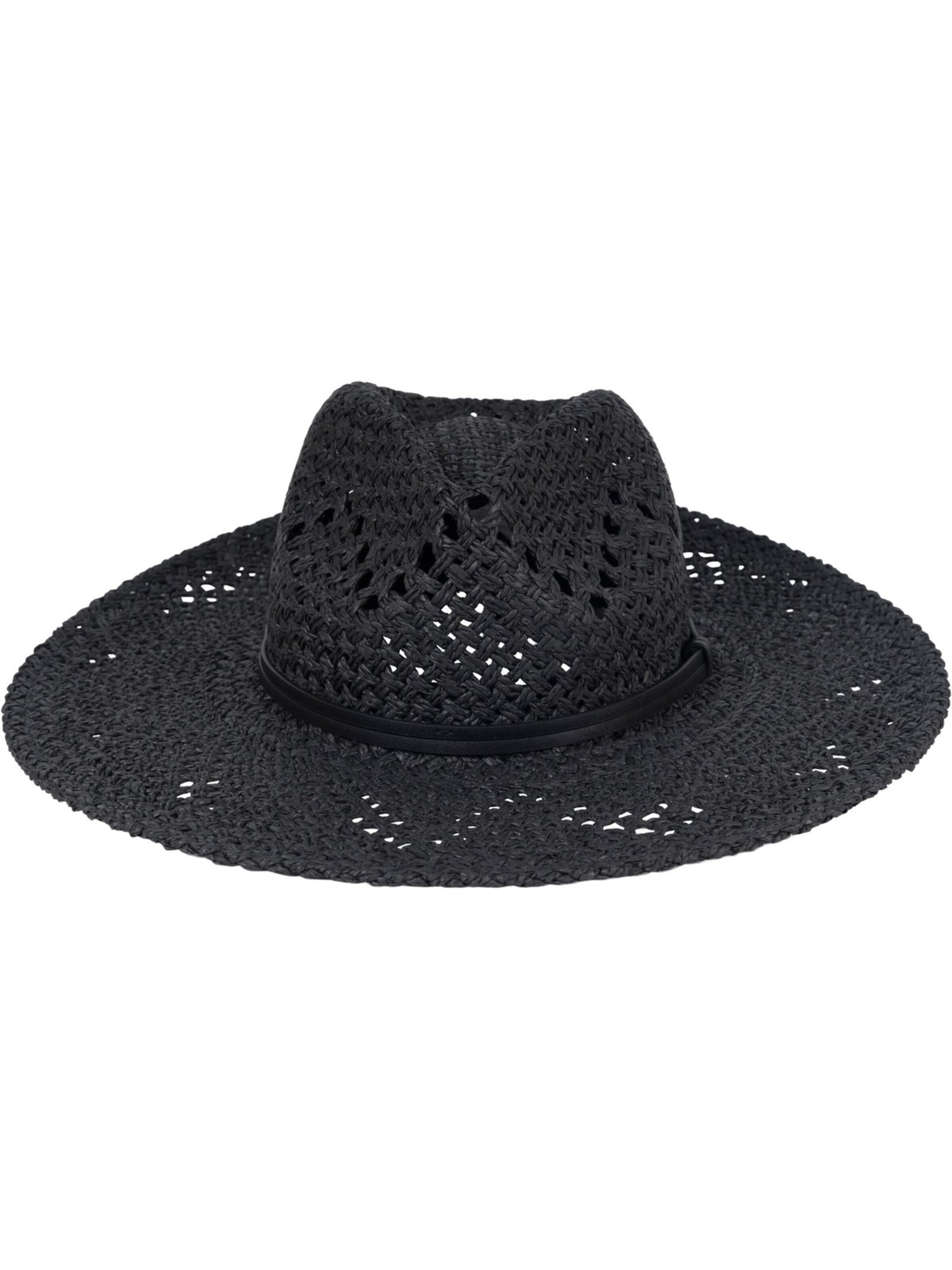 styleBREAKER Hut 'Panama Strohhut mit Stoff Zierband'‌‌‌‌‌‌‌‌‌ in Schwarz