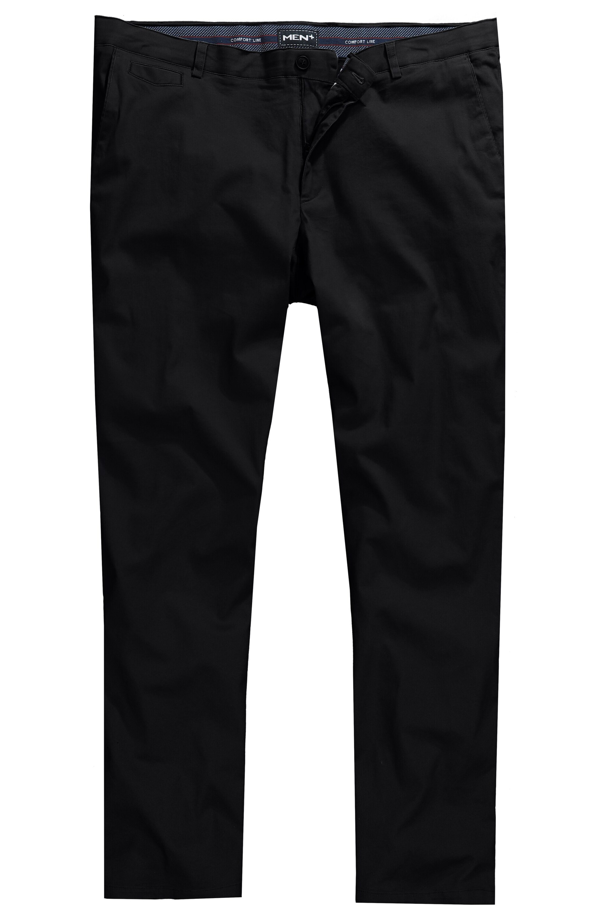 Men Plus Regular Chino in Zwart: voorkant