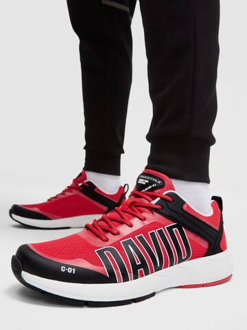 CAMP DAVID Logo-Sneaker im Jacquard-Design in Rot: Vorderseite