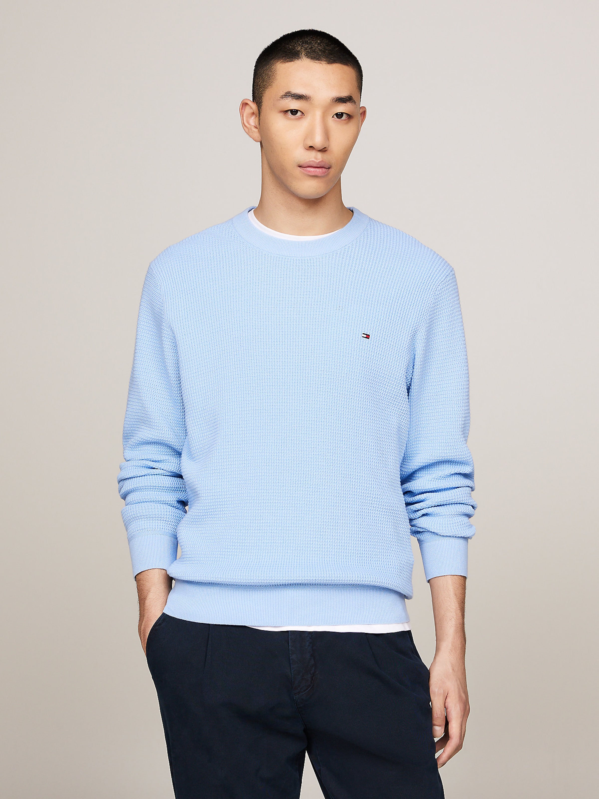 TOMMY HILFIGER Sweater in Navy Light Blue ABOUT YOU