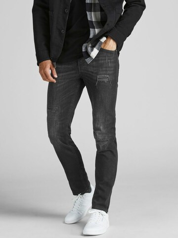 JACK & JONES Slimfit Jeans 'Tim' in Zwart: voorkant