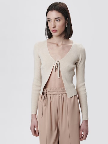 Giacchetta 'Lurex tie up cardigan' di Influencer in beige: frontale