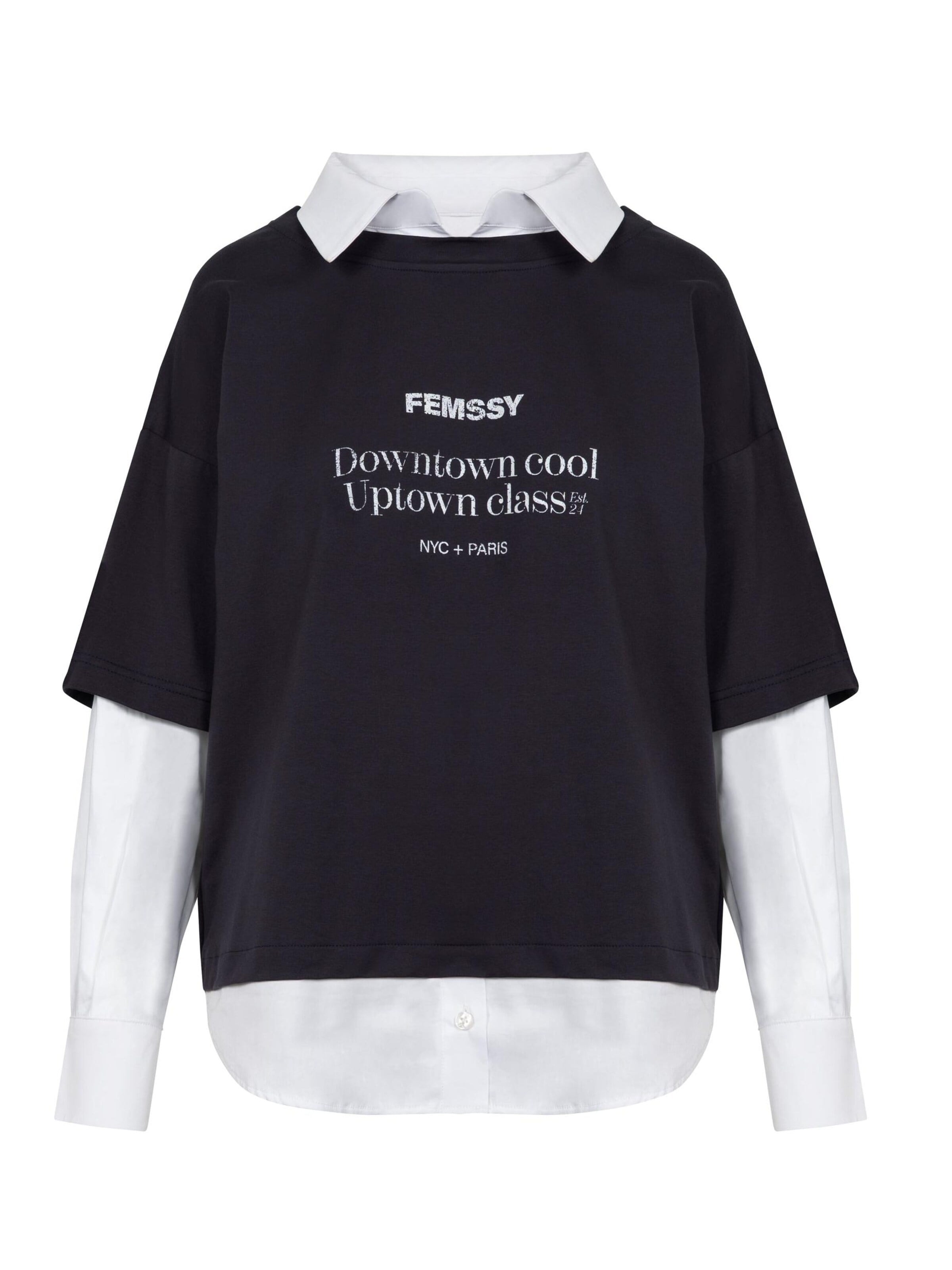 FEMSSY Shirt 'FUSE SHIRT GRAPHITE' in Grijs: voorkant