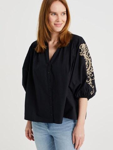 WE Fashion Blouse in Zwart: voorkant