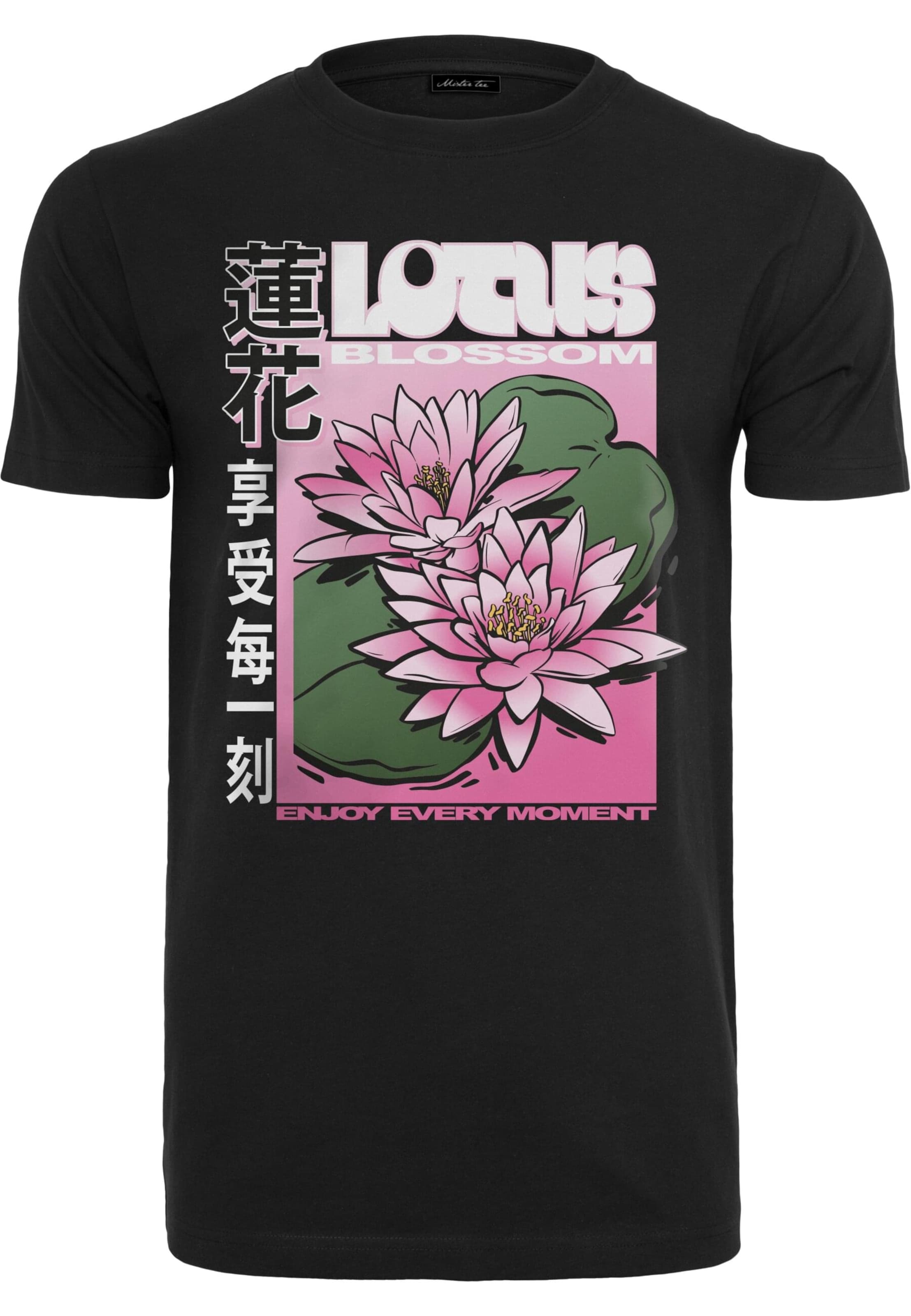 Mister Tee T-shirt 'Lotus Flower' i svart: framsida