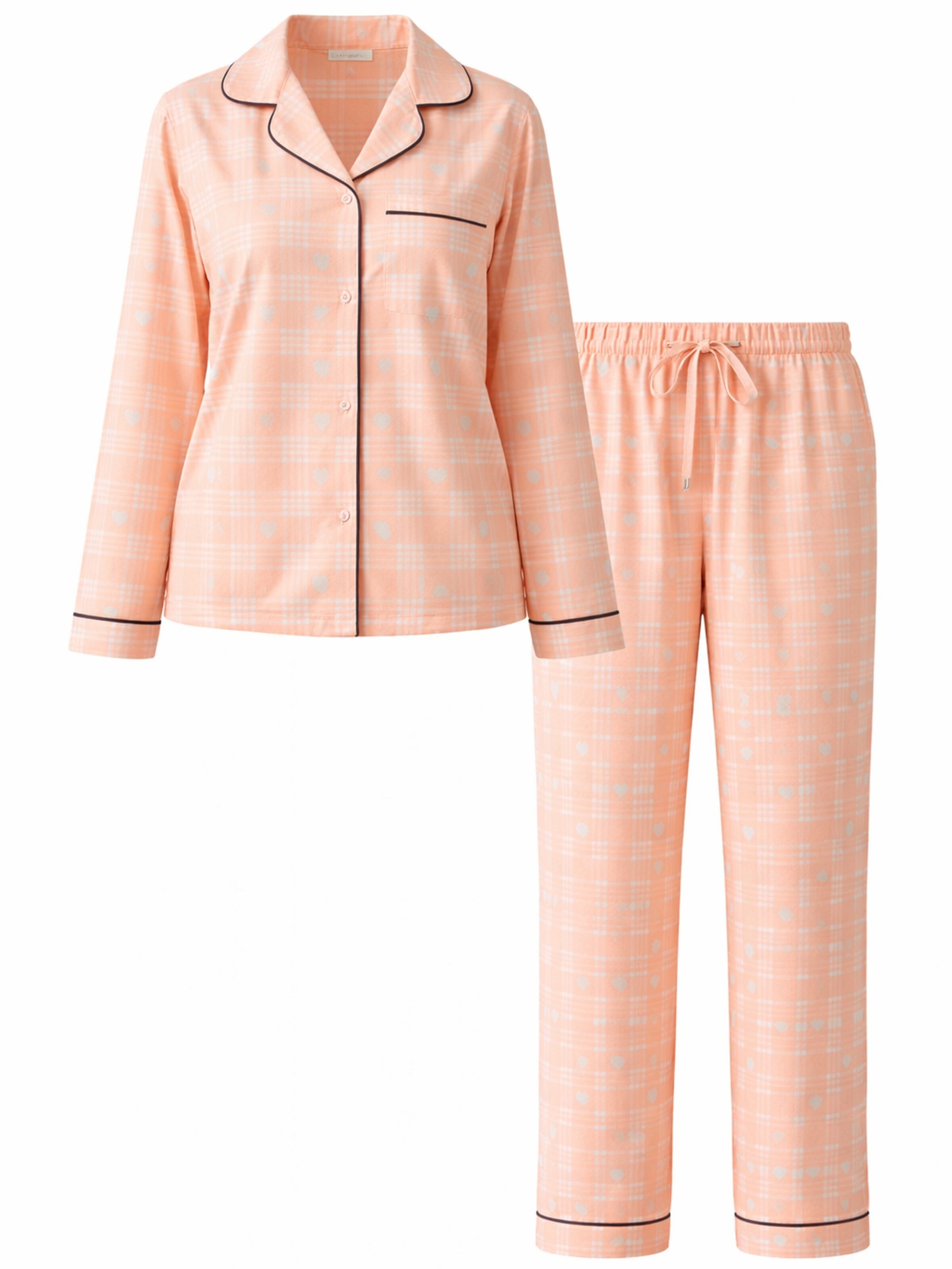 LEAFLETIC Long Pajamas 'Leafletic Women’s Check Night Wear Long Set for Women' in Orange: front