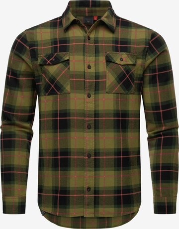 Ragwear Regular fit Button Up Shirt 'Checki' in Green: front