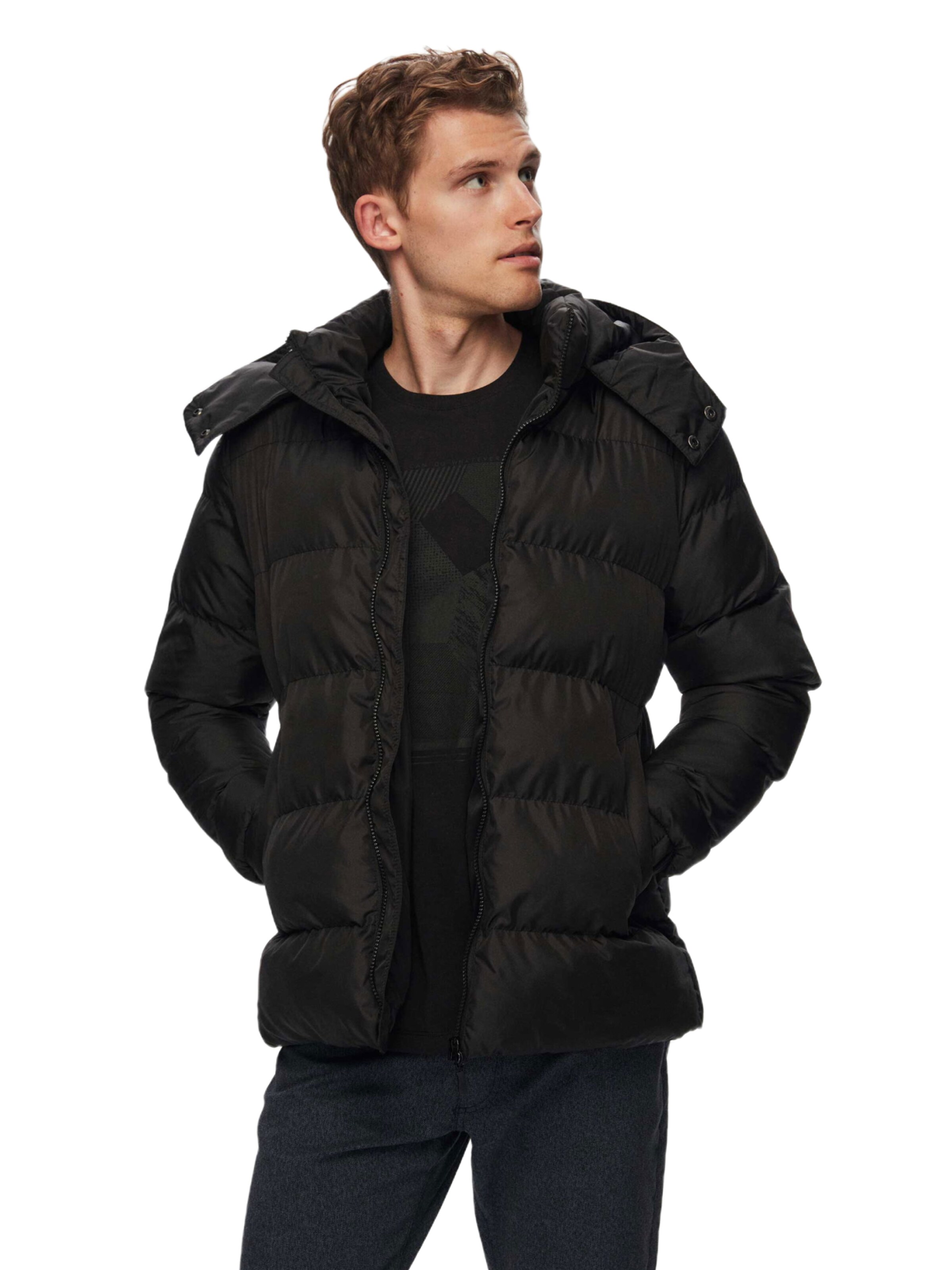 D’S Damat Winterjas 'Mont' in Zwart: voorkant