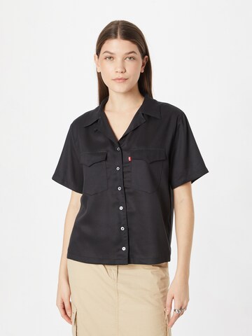 LEVI'S ® Blouse 'Ember Short Sleeve Bowling Shirt' in Zwart: voorkant