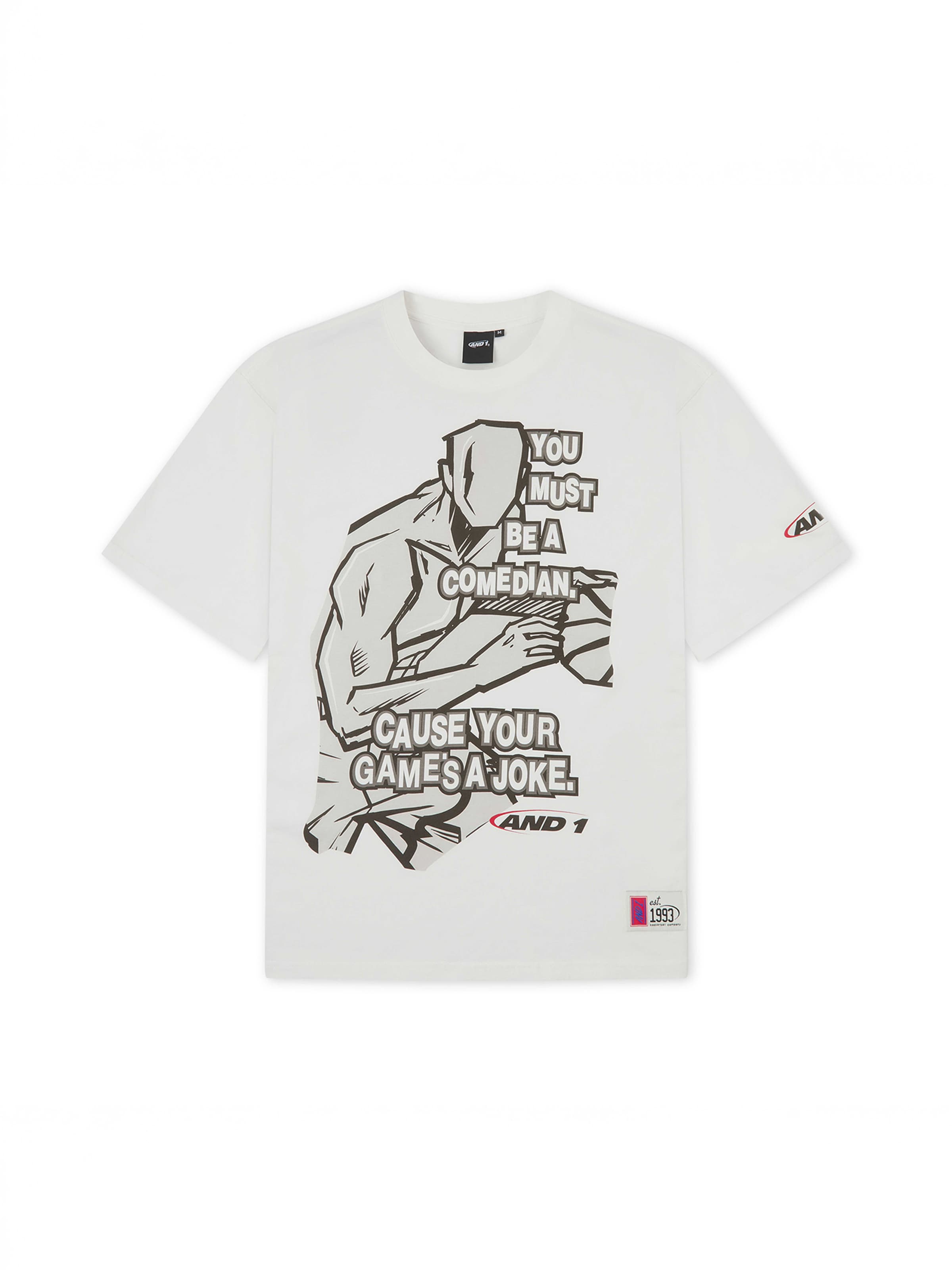 AND1 T-shirt 'Comedian' i vit: framsida