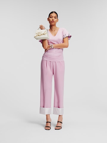 Karl Lagerfeld Voľný strih Plisované nohavice - fialová
