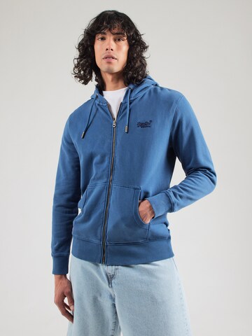 Veste de survêtement 'Essential' Superdry en bleu : devant