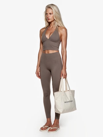 Haut de sport 'Second Skin Studio Halter Top' GOD SAVE QUEENS en marron