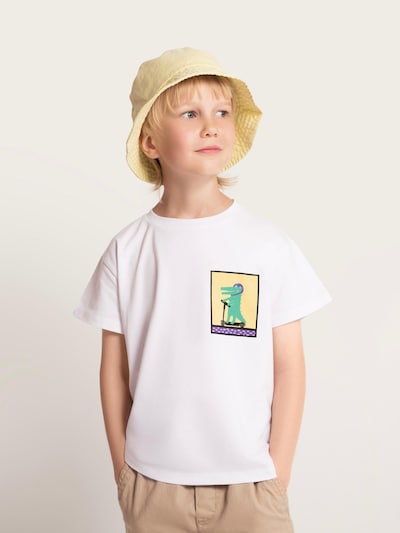 SATURNDAY Shirts 'Krokodil auf Scooter' i hvid, Produktvisning