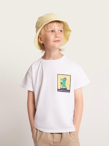 SATURNDAY Shirt 'Krokodil auf Scooter' in White: front