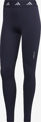 ADIDAS PERFORMANCE Skinny Workout Pants in Blue: front