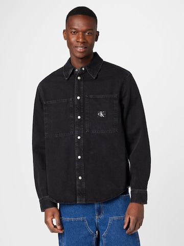 Calvin Klein Jeans Comfort fit Button Up Shirt in Black: front