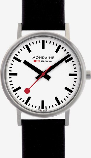 Mondaine Uhr in rot / schwarz / silber / weiß, Produktansicht