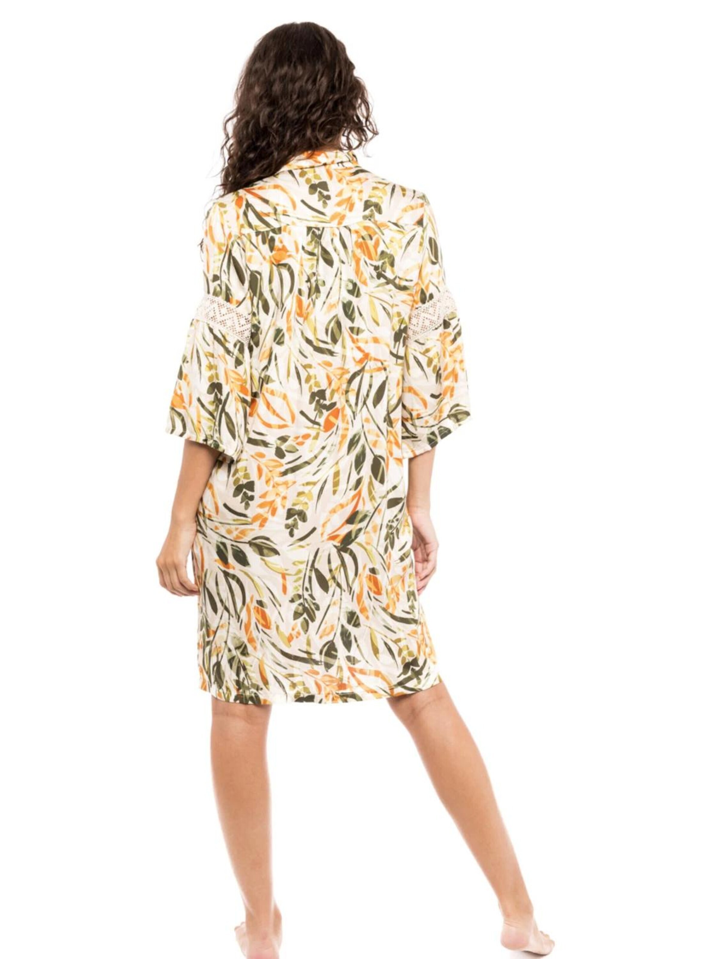 Pink Label Καλοκαιρινό φόρεμα 'BEACHWEAR PASTEL GREEN LEAF' σε κίτρινο