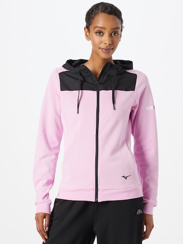 MIZUNO Athletic Zip-Up Hoodie in Pink: front